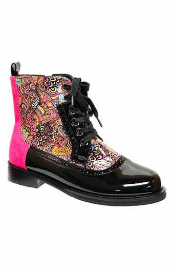 Mixed Print Lace-Up Boot