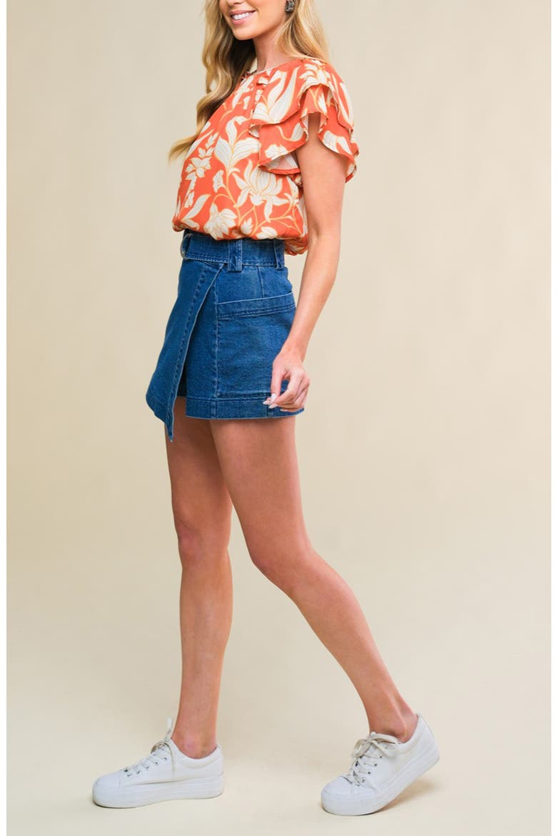 Tiered Flutter Sleeve Top, Alternate, color, RUST