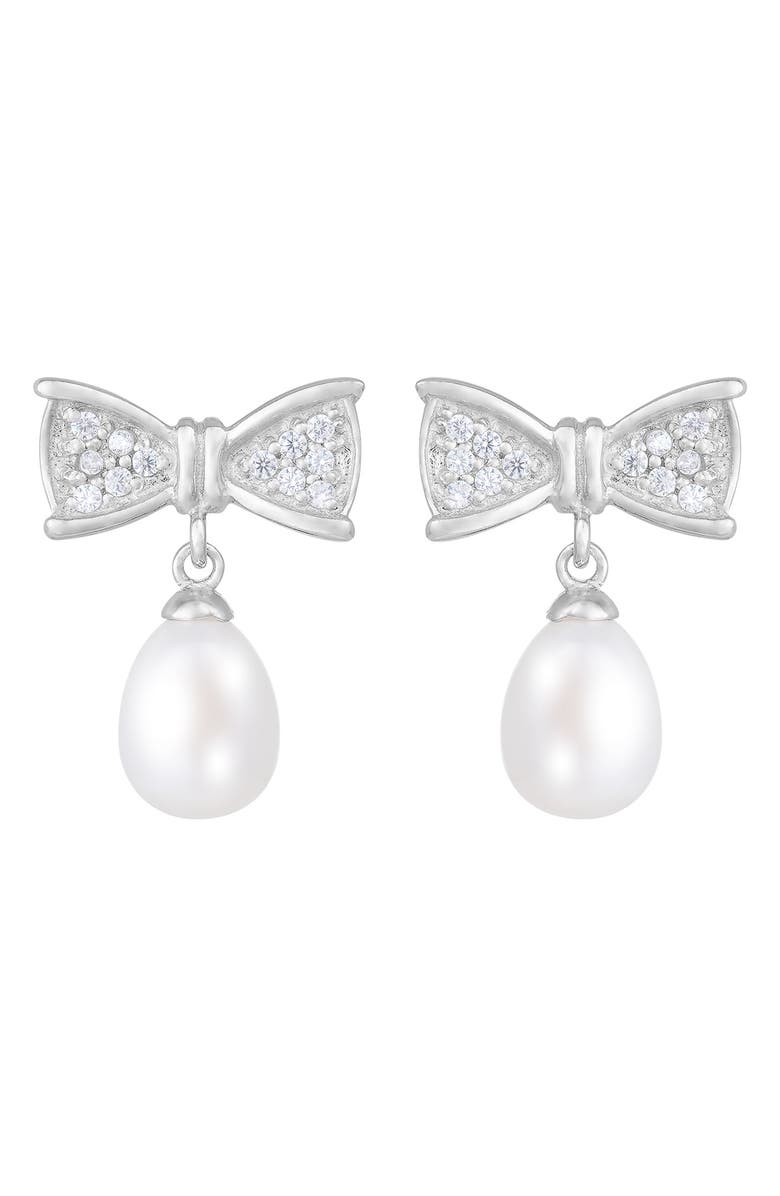 SPLENDID PEARLS Bow Shape 7-8mm Pearl Earrings, Alternate, color, 