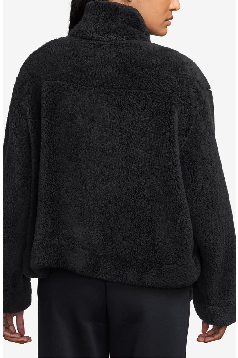 Essential Faux Shearling Zip-Up Jacket, Alternate, color, BLACK/ SAIL