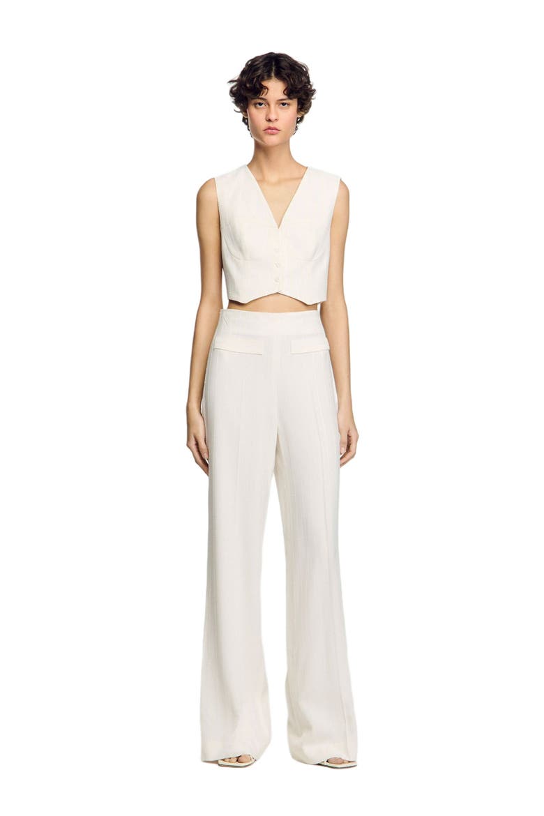 Sequin suit trousers, Alternate, color, Ecru