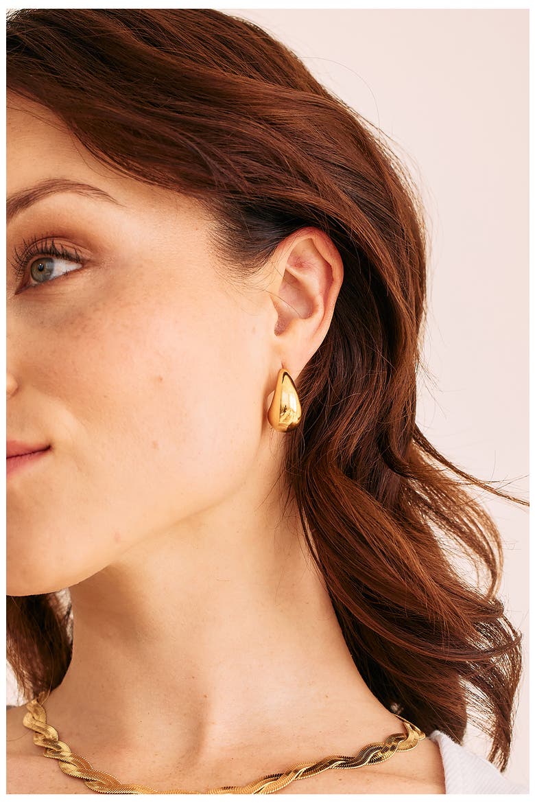 Farrah Teardrop Hoop Earrings, Alternate, color, GOLD