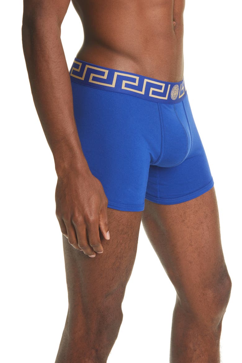 Long Stretch Cotton Trunks, Alternate, color, BLUETTE-GOLD