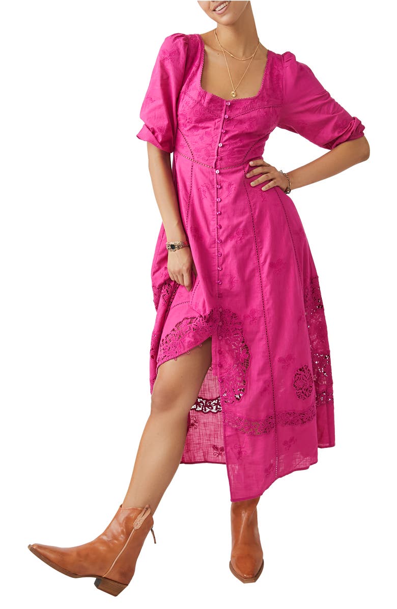 Free People Lisa Lace Trim Midi Dress, Alternate, color, 