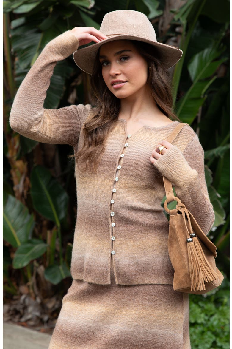 Essence Cardigan, Alternate, color, CARAMEL OMBRE