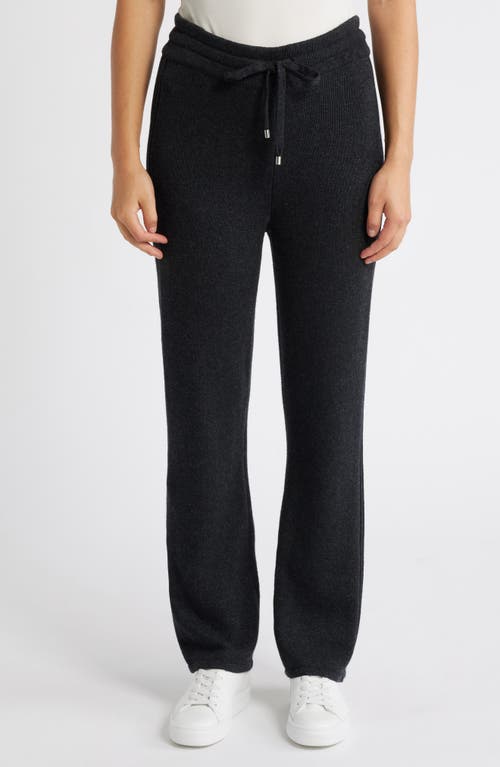 Anne Klein Rib Wide Leg Pants in Charcoal Heather Grey 