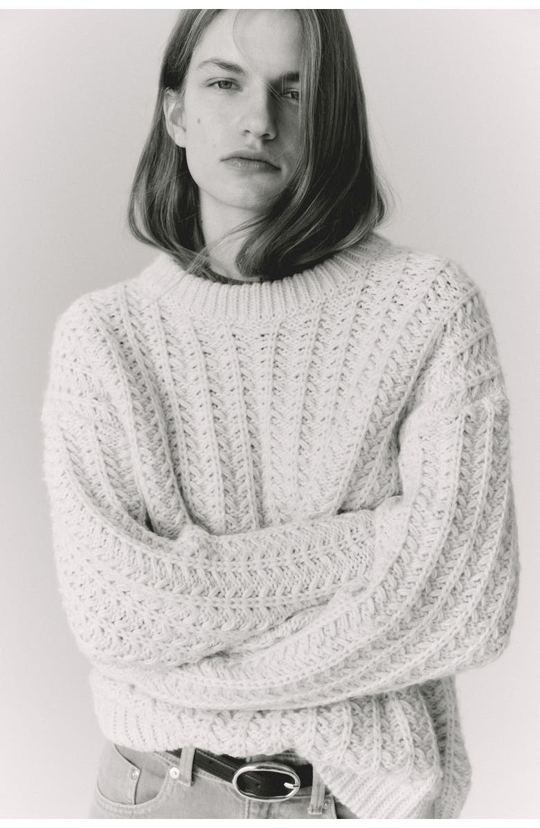 H&M Cable-knit Jumper, Alternate, color, Light Beige