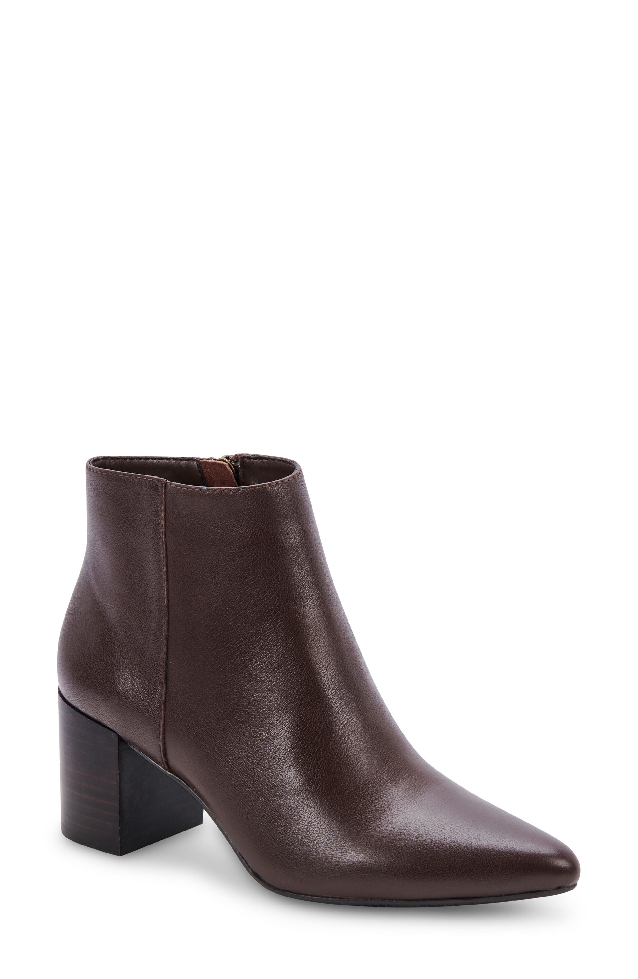 Tasel Waterproof Block Heel Bootie, Main, color, CHOCOLATE LEATHER