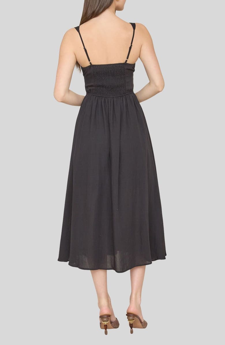 Blu Pepper Bow Fit & Flare Midi Sundress, Alternate, color, Black