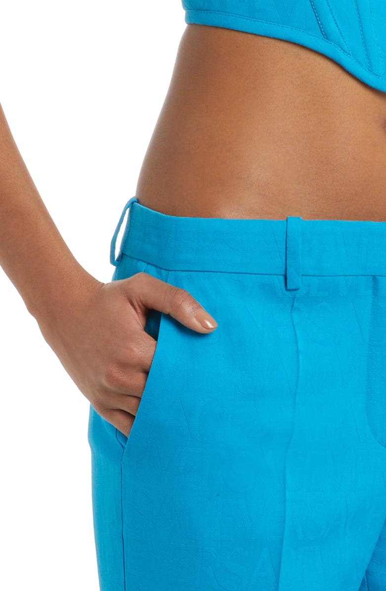 Versace Tonal Logo Flare Leg Virgin Wool Pants, Alternate, color,