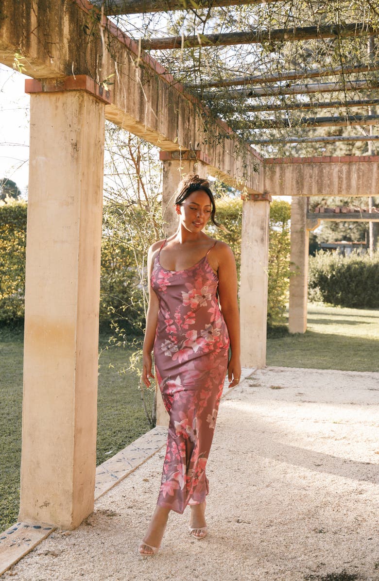 Petal & Pup Jamie Floral Print Maxi Slipdress, Alternate, color, Dark Rose Floral