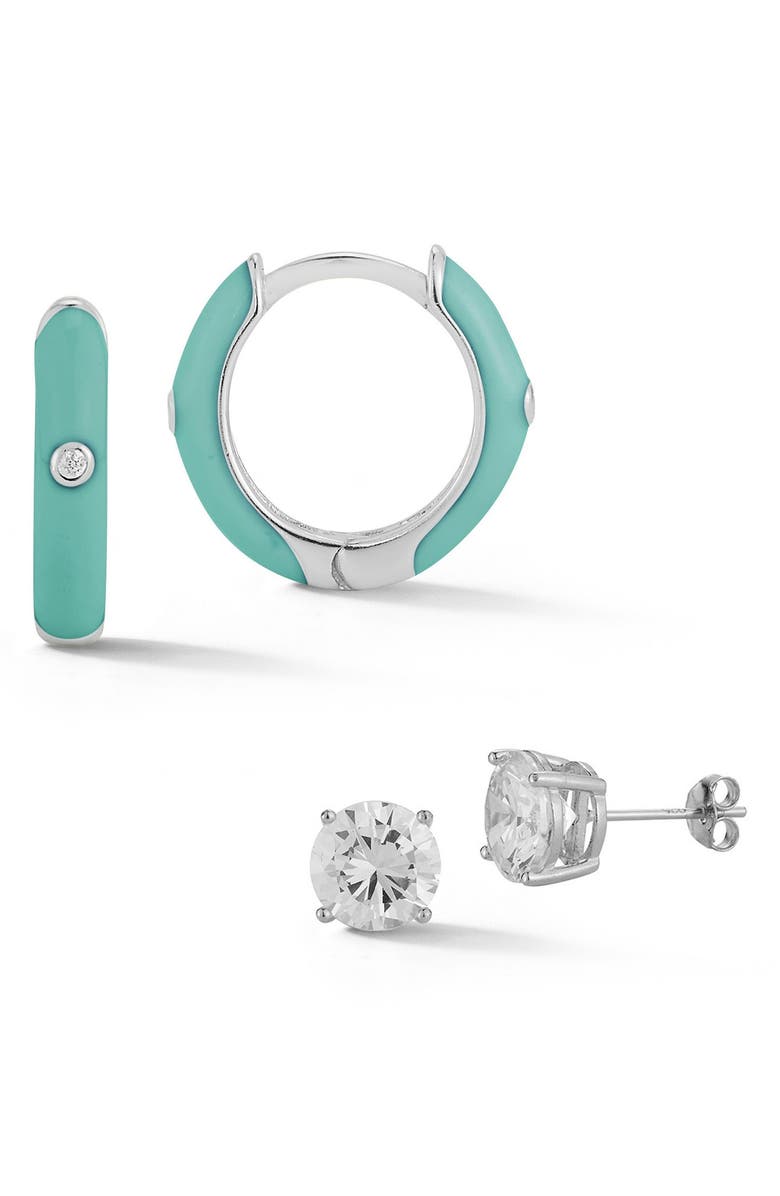 SPHERA MILANO 2-Piece Enamel Huggie & Stud Earring Set, Main, color, 