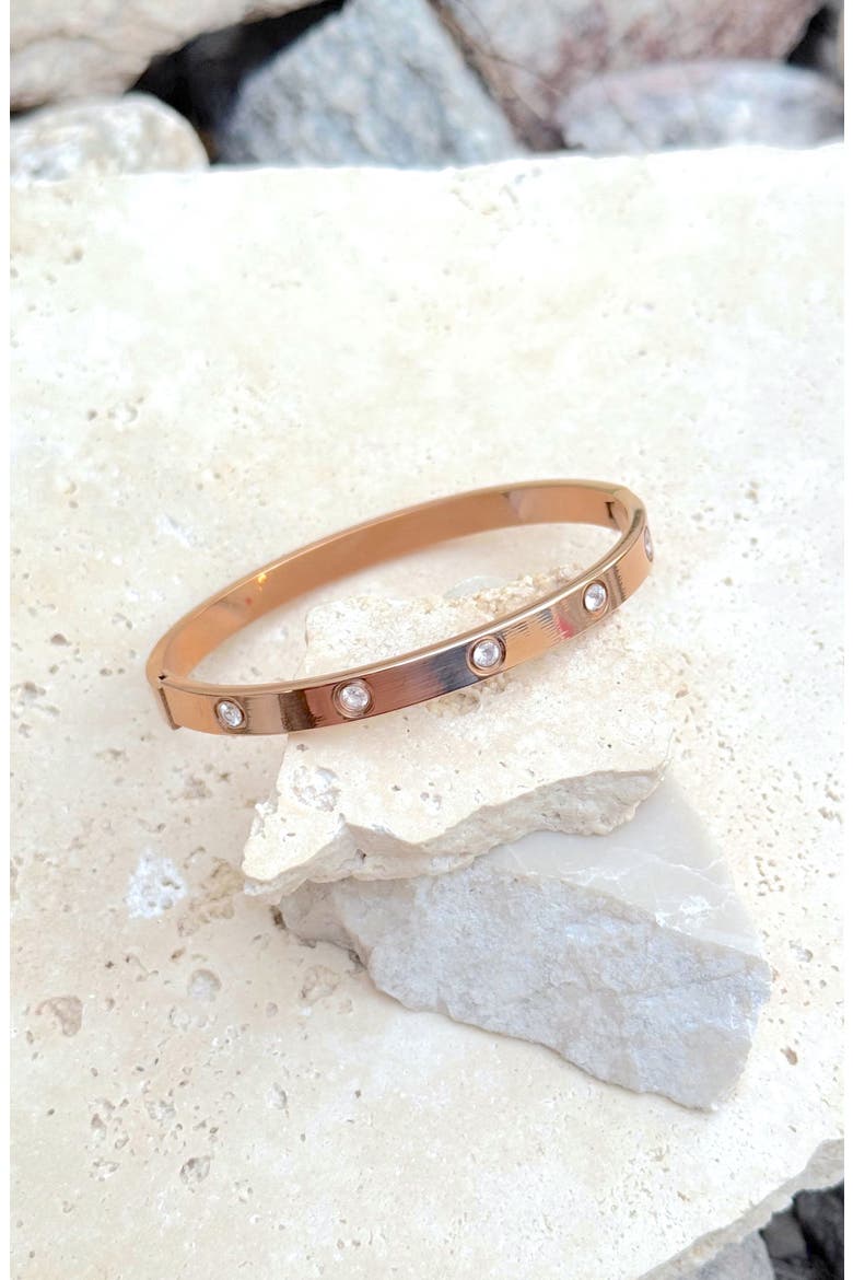 Tarnish Resistant Crystal Bangle Bracelet, Alternate, color, PINK