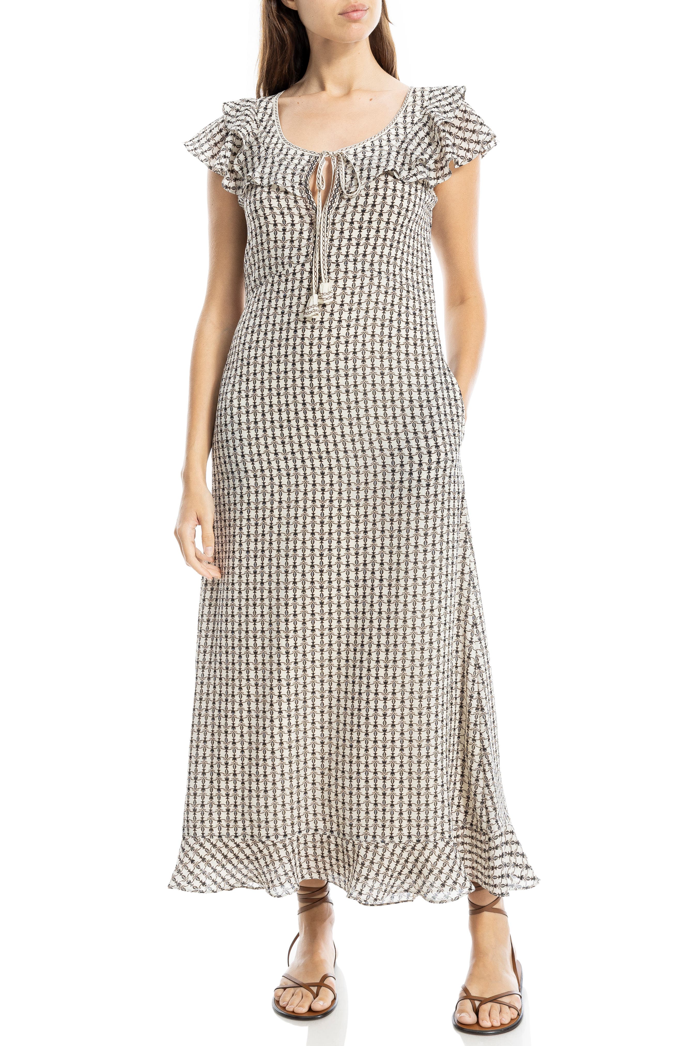 MAX STUDIO Flutter Sleeve Maxi Dress