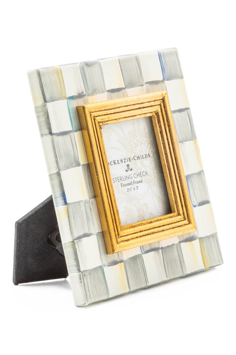 Sterling Check Enameled Steel 2.5 x 3-Inch Picture Frame, Alternate, color, STERLING