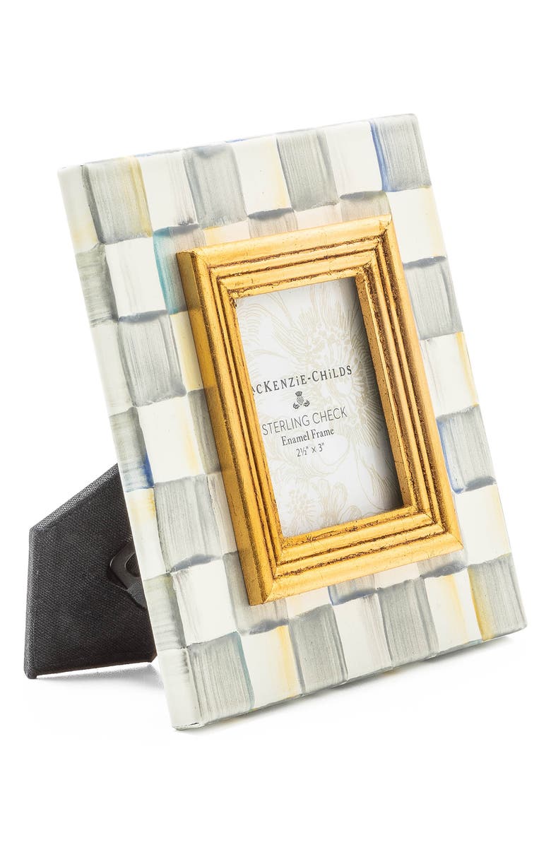 MACKENZIE CHILDS Sterling Check Enameled Steel 2.5 x 3-Inch Picture Frame, Alternate, color, Sterling