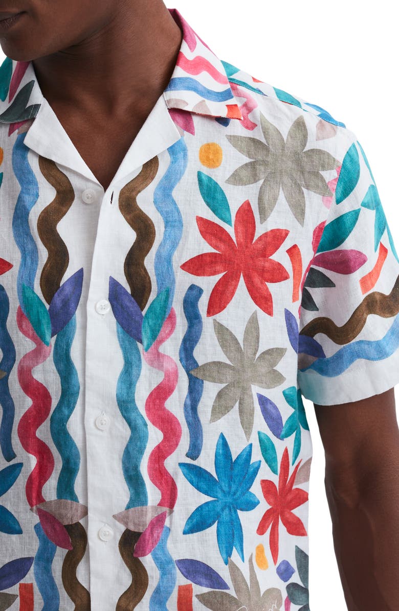 Reiss Delphi Floral Short Sleeve Linen Button-Up Camp Shirt, Alternate, color, 