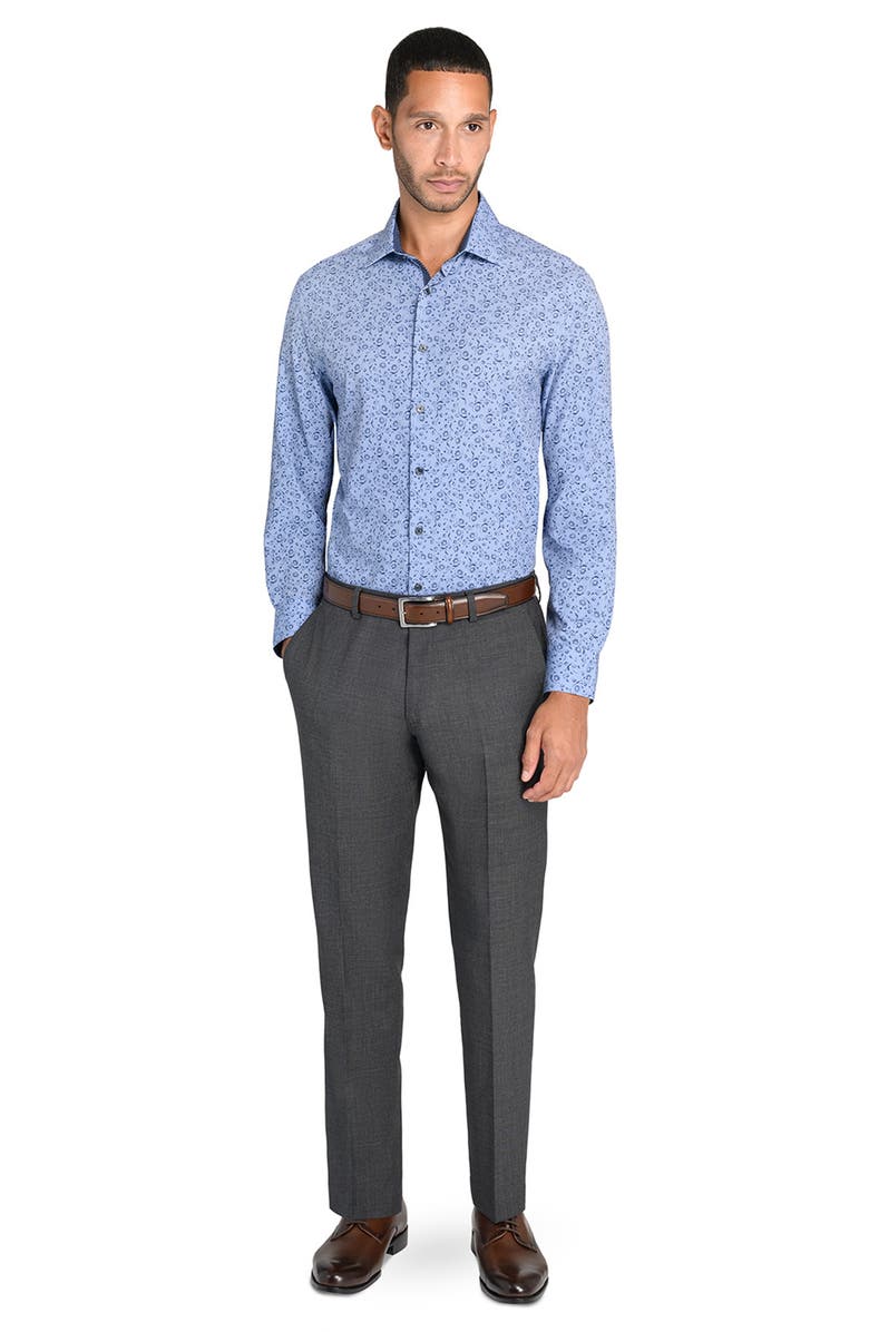 W.R.K Slim Fit Abstract Print Performance Dress Shirt, Alternate, color, Chambray Blue