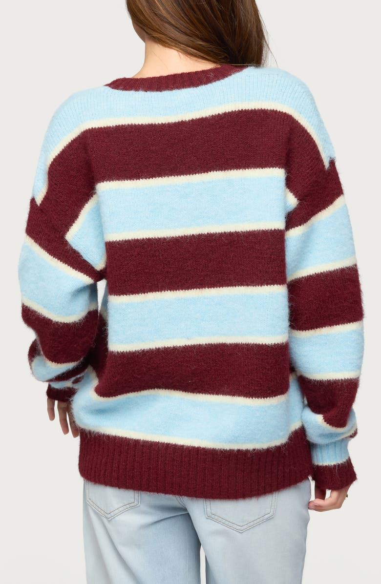 EDIKTED Conrad Stripe Sweater, Alternate, color, Burgundy-And-Blue