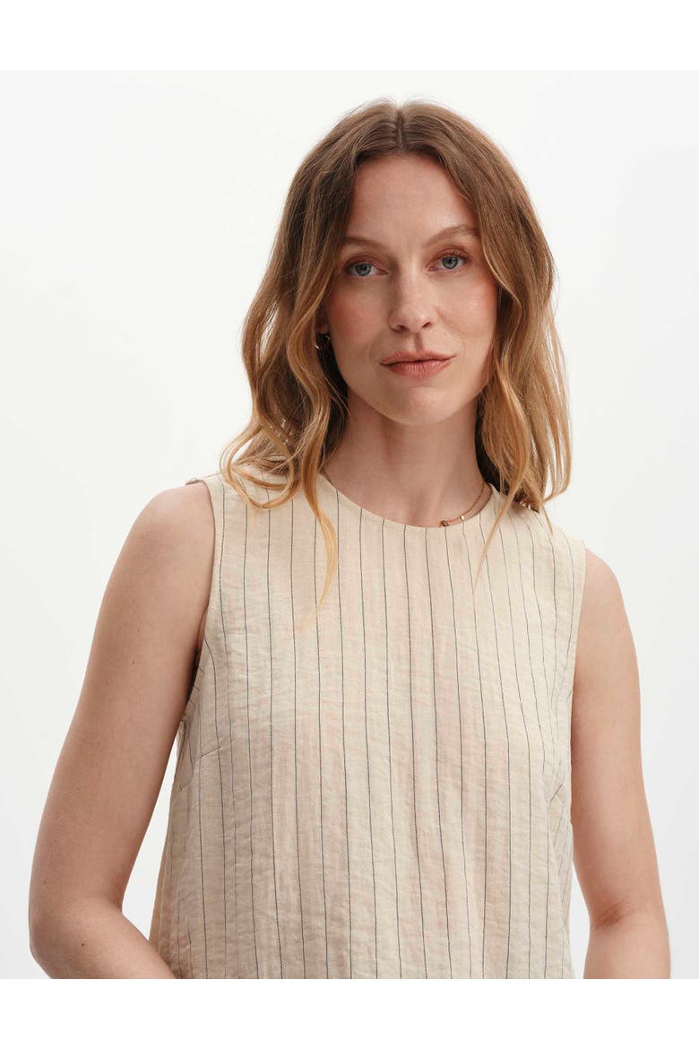 Vallie Stripe Sleeveless Shell Top, Alternate, color, Beige Stripe
