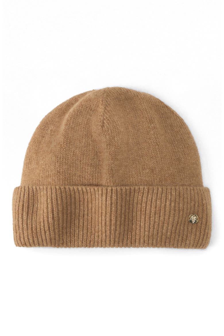 Vivian Cashmere Cuff Beanie, Main, color, CAMEL
