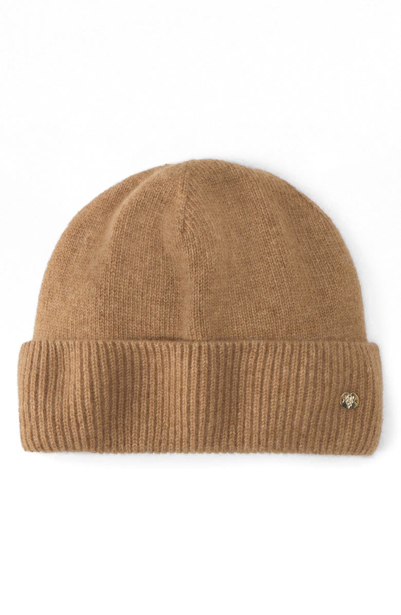 Helen Kaminski Vivian Cashmere Cuff Beanie, Main, color, Camel