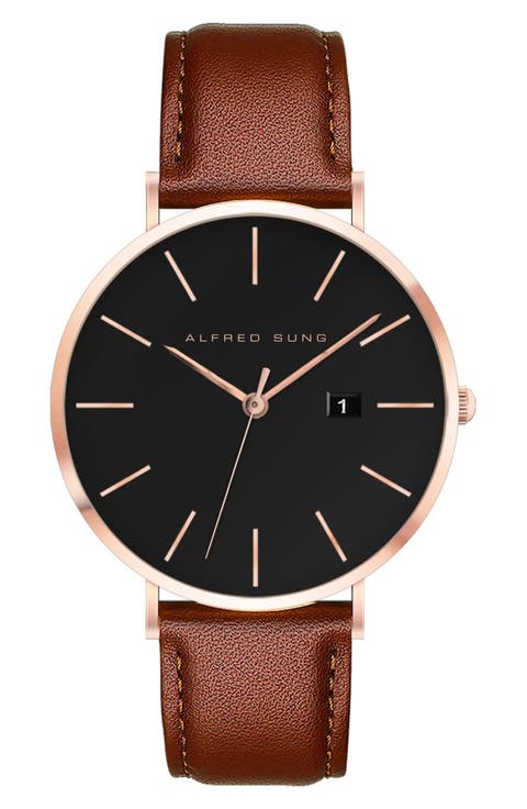 Metropolitan Leather Strap Watch, 42mm