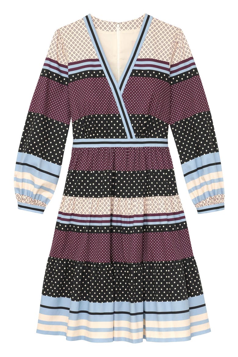Dakota Mixed Print Long Sleeve Fit & Flare Dress, Alternate, color, MOONLAKE/ WATER ROSE