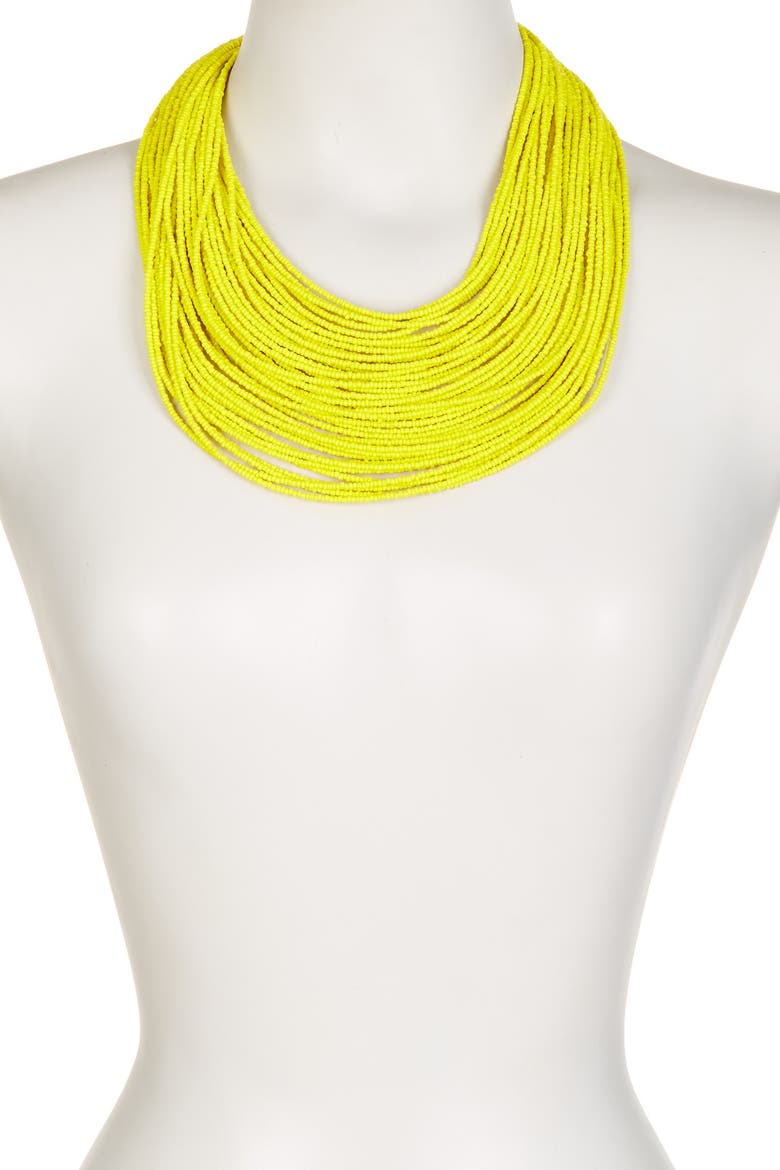 Beaded Multilayered Necklace, Alternate, color, YELLOW