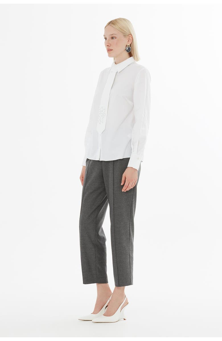 Gizia Printed Shirt with Tie-Neck Detail, Alternate, color, White