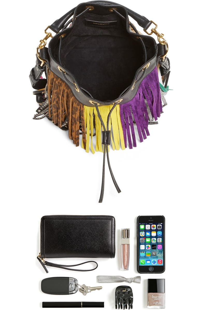 Saint Laurent 'Emmanuelle' Suede Fringe Bucket Bag, Alternate, color,