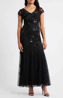 Embellished Illusion Sleeve Cocktail Dress