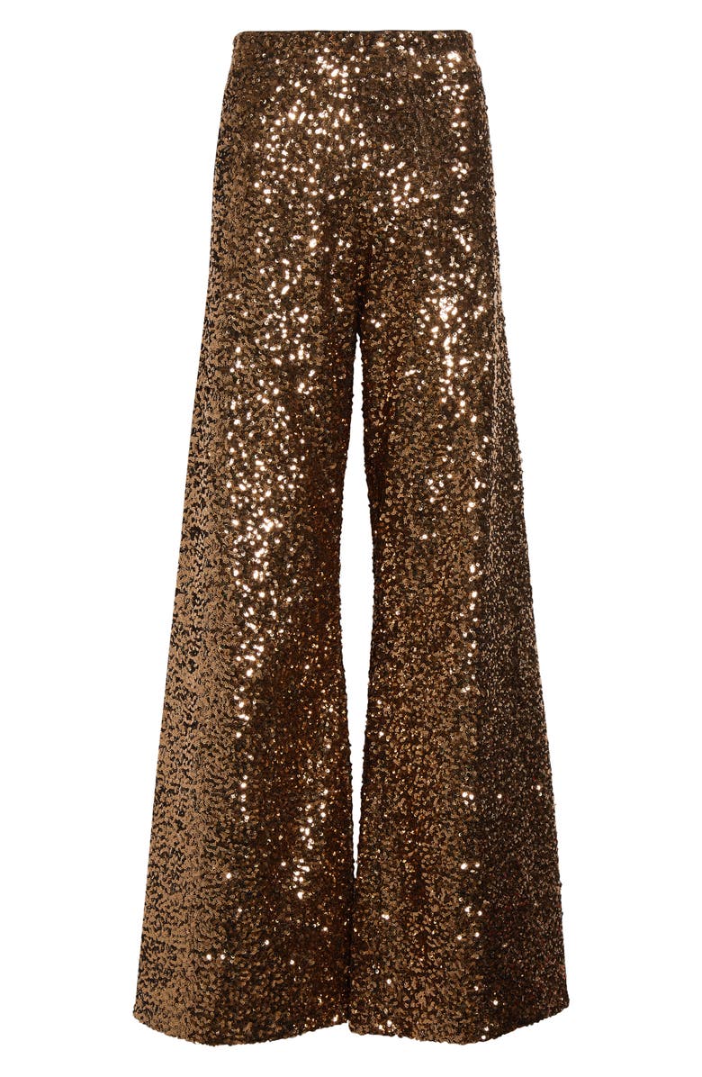 Alice + Olivia Athena Sequin Wide Leg Pants, Alternate, color, Gold/ Black