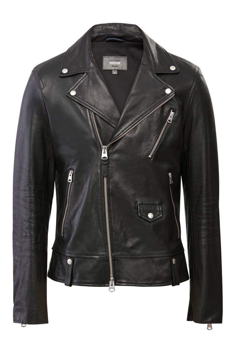Men's Finn Leather Moto Jacket, Alternate, color, BLACK