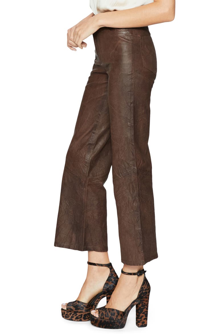 Leenah High Waist Leather Ankle Wide Leg Pants, Alternate, color, CHESTNUT
