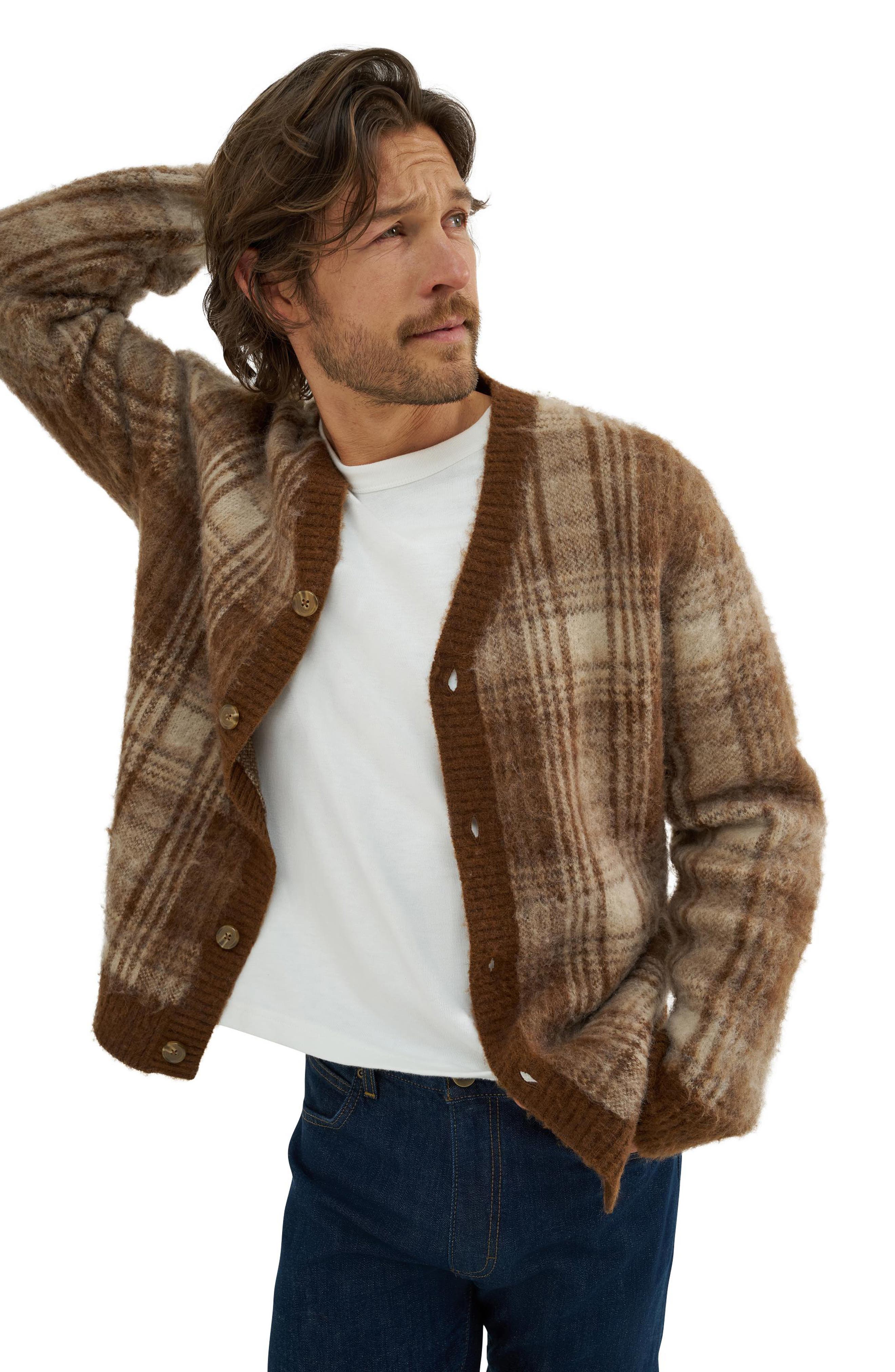Plaid Oversize Cardigan (Men) | Nordstrom