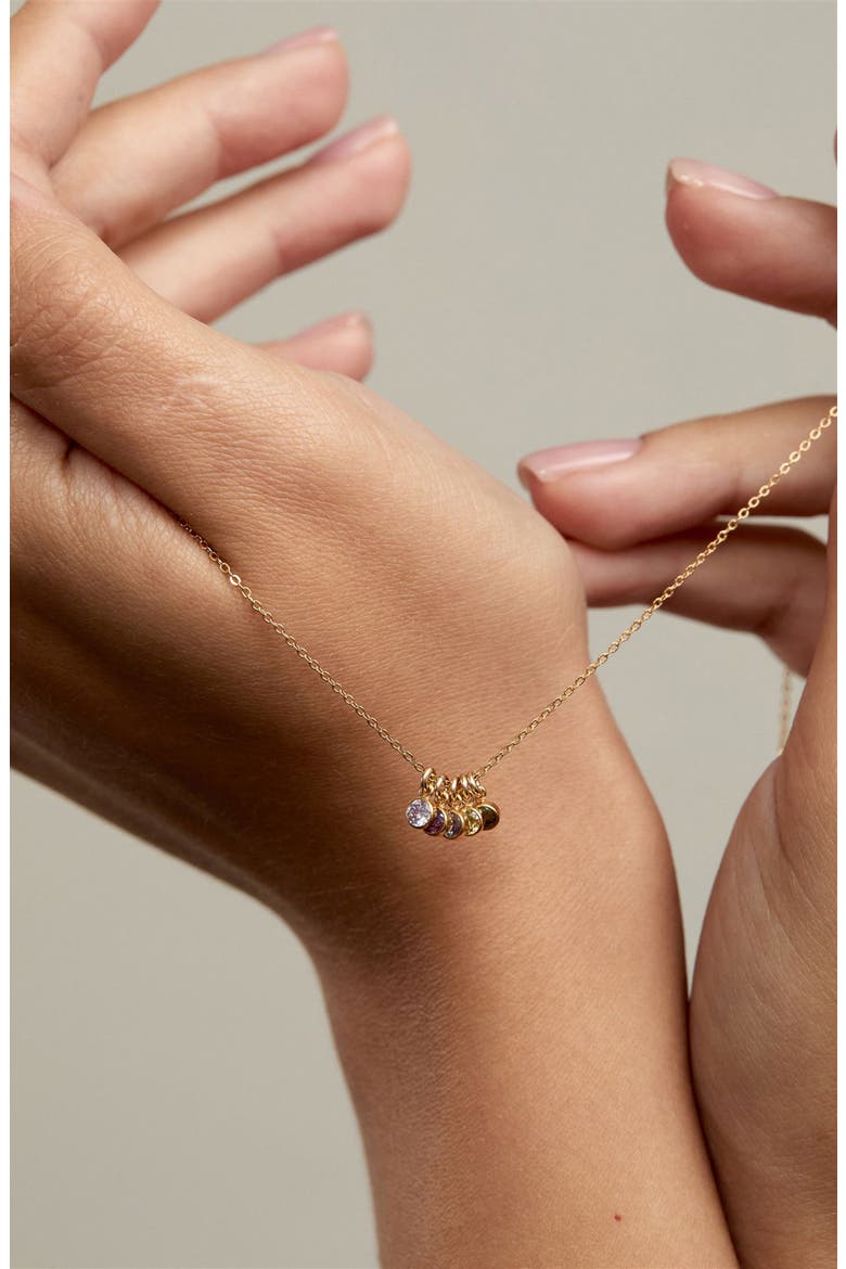 Multi Birthstone Charm Necklace, Alternate, color, GOLD / 5 CHARMS