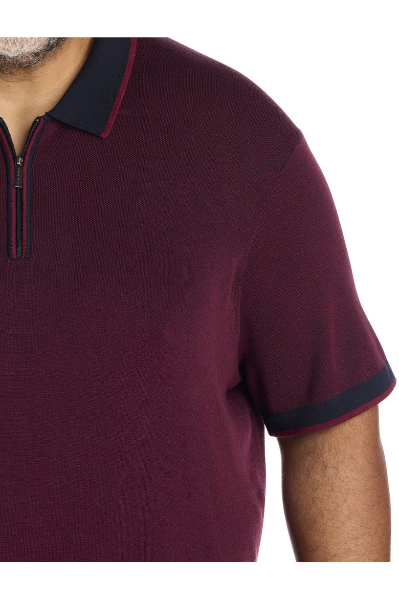 Big & Tall Colorblocked Stitched Sweater Polo, Alternate, color, ZINFANDEL