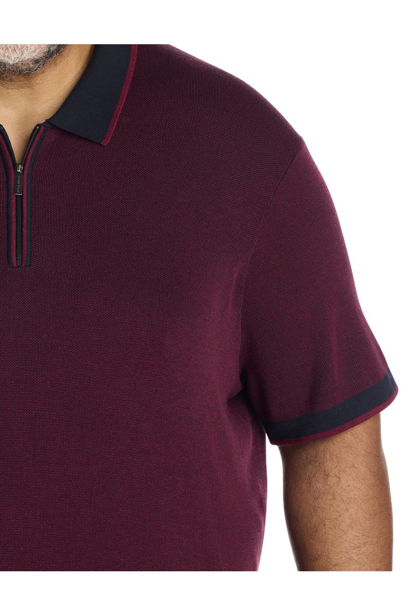 Perry Ellis Big & Tall Colorblocked Stitched Sweater Polo, Alternate, color, Zinfandel