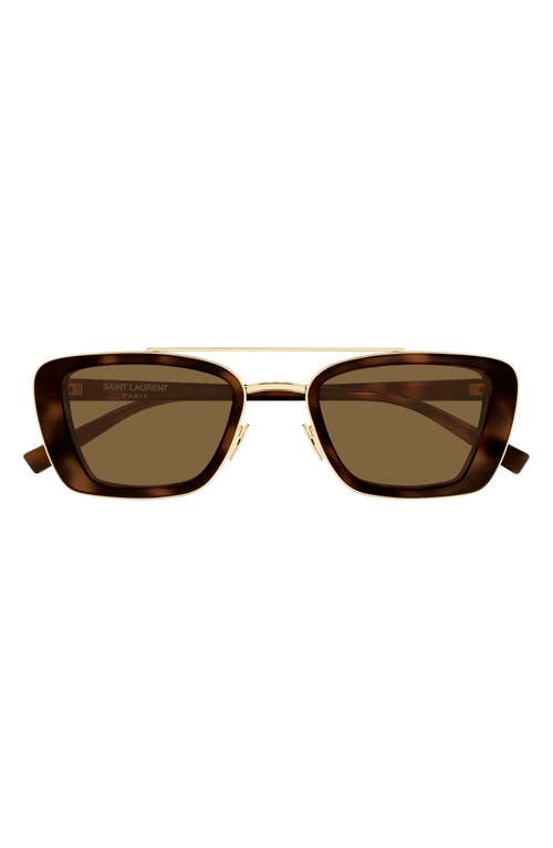Saint Laurent 50mm Rectangular Sunglasses In Brown