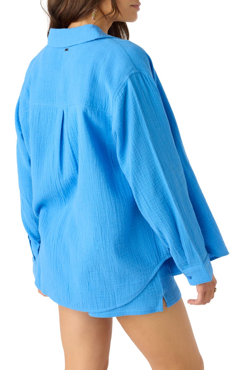 O'Neill Leni Oversize Cotton Gauze Button-Up Shirt, Alternate, color, Regatta