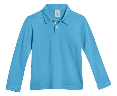 Baby Boys 100% Cotton Knit Jersey 2-Button Long Sleeve Polo