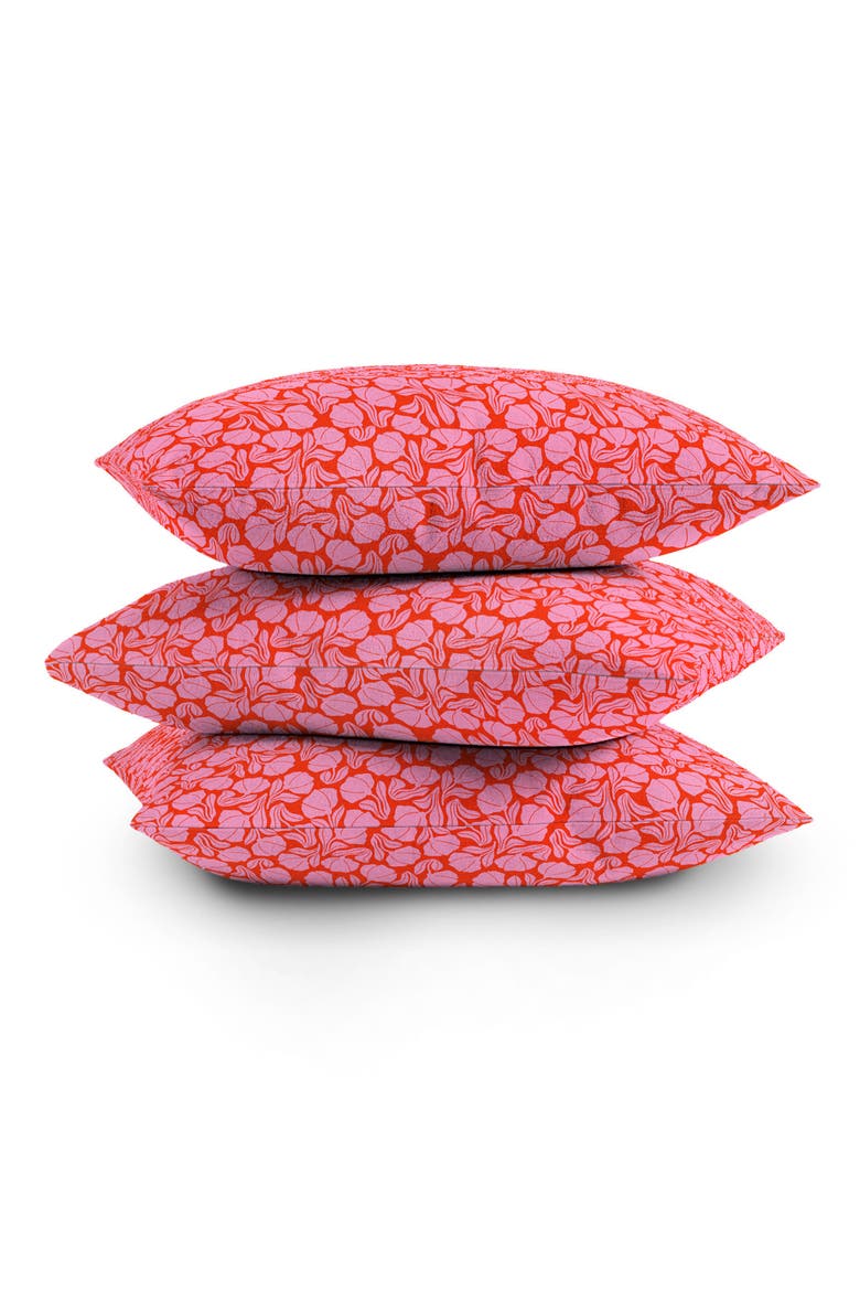 Boho Blooms Throw Pillow, Alternate, color, RED
