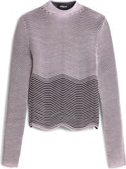 Desigual Stripe Mock Neck Sweatshirt