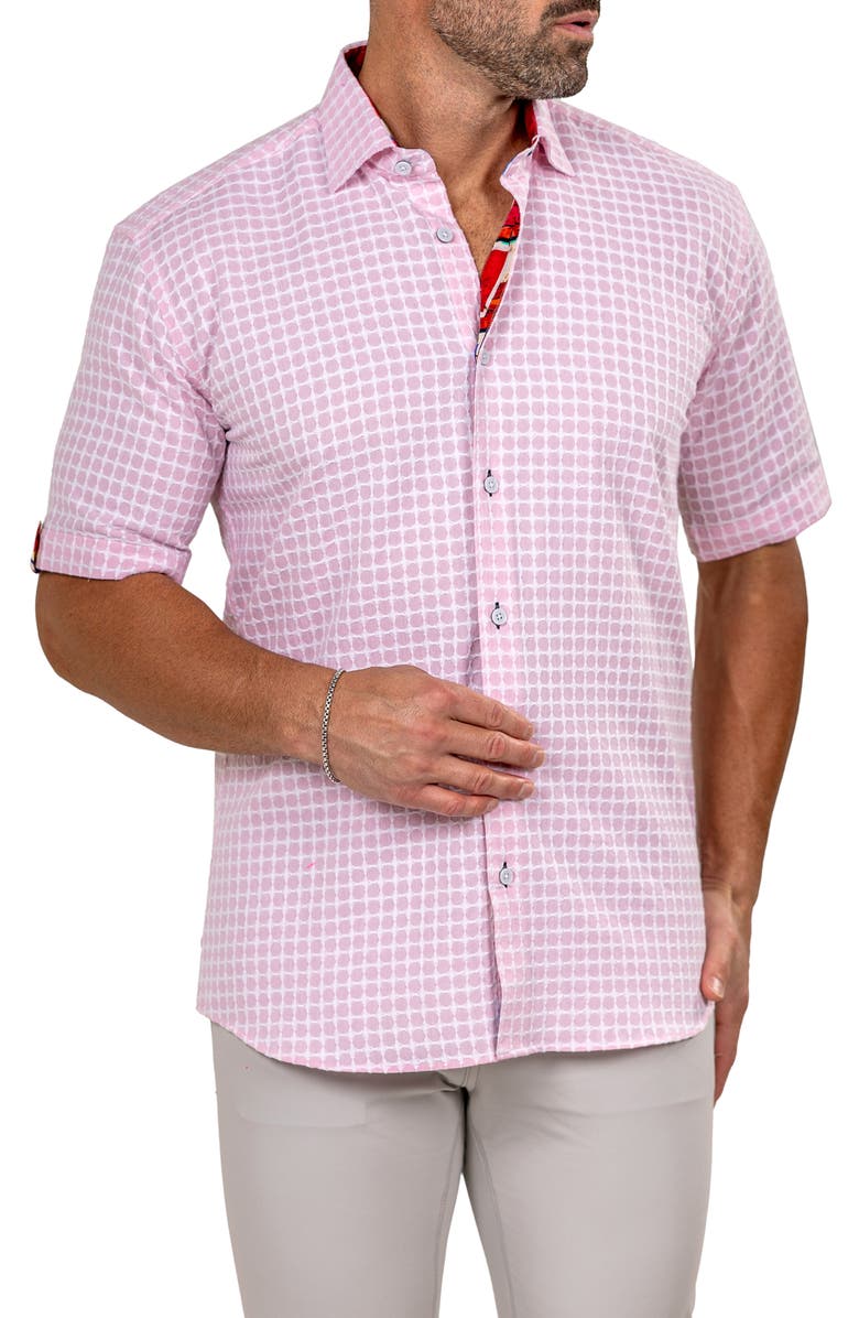Maceoo Galileo Marthy Short Sleeve Button-Up Shirt, Alternate, color, Pink