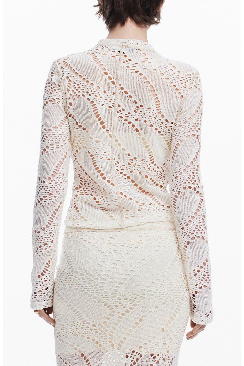 Open Stitch Long Sleeve Top, Alternate, color, LIGHT BEIGE