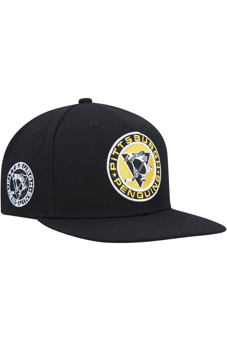 Men's Mitchell & Ness Black Pittsburgh Penguins Alternate Flip Snapback Hat, Main, color, Black