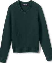 Lands' End School Uniform Kids Cotton Modal V-neck Sweater