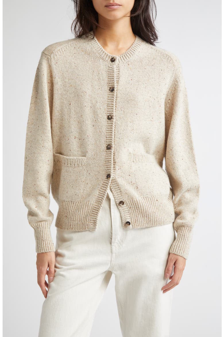 Donegal Cashmere Crewneck Cardigan, Main, color, CREAM DUN DONEGAL