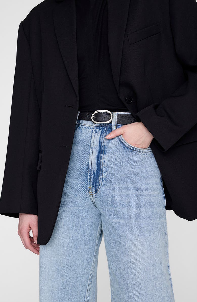 ANINE BING Small Signature Link Belt, Alternate, color, Black Pebbled